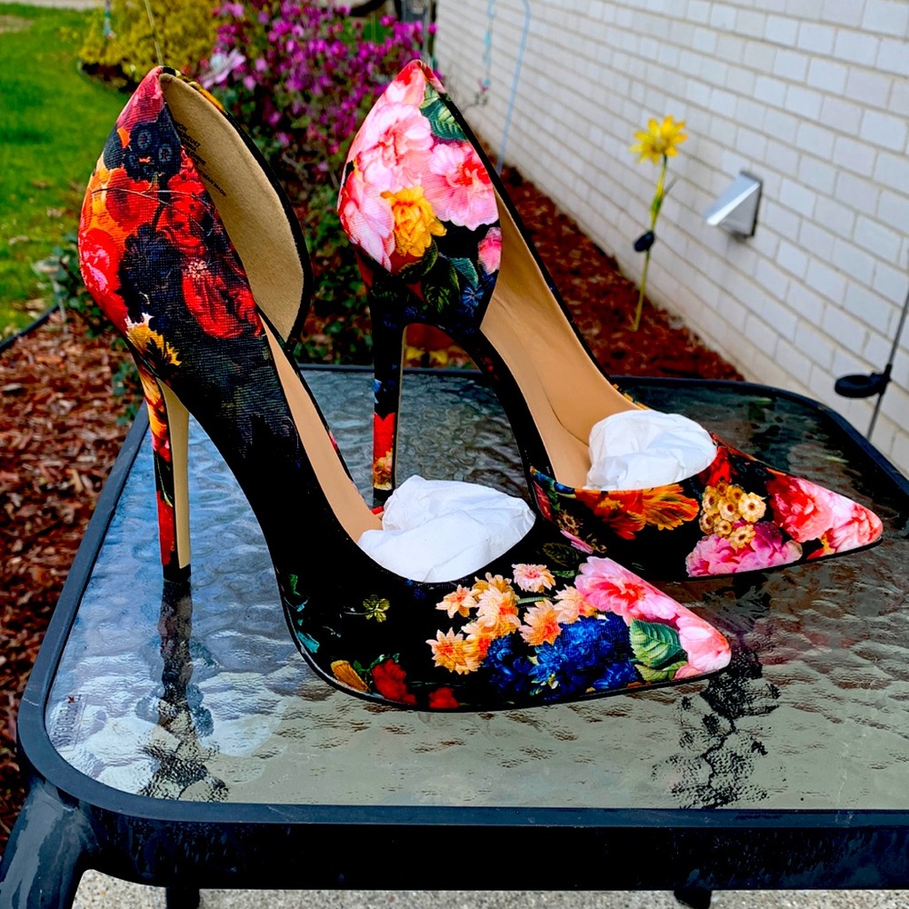 Multi color heels.